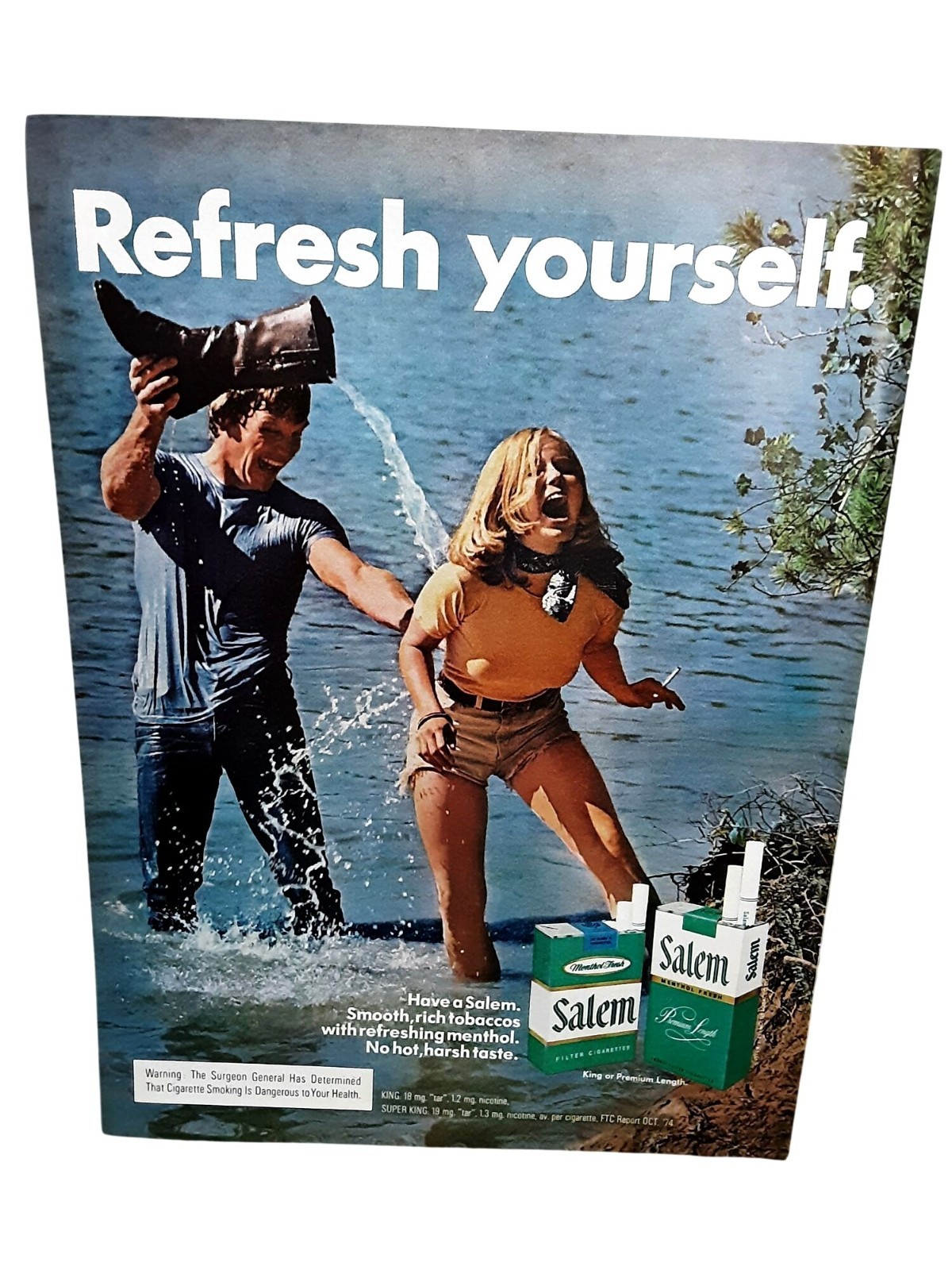 1975 Salem Cigarettes Vintage Print Ad Refresh Yourself Menthol