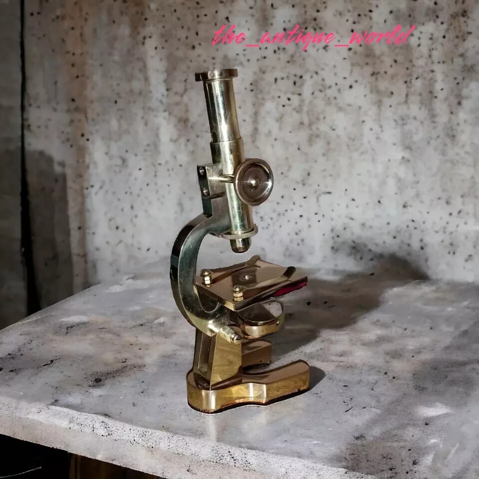 New Antique Brass Heavy Microscope 7 Inches Students Brass Microscope