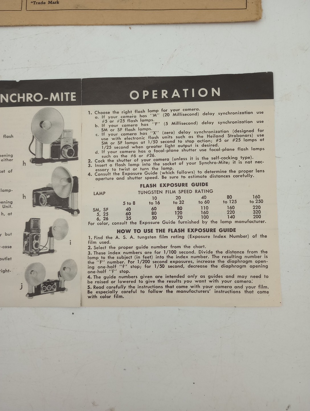 Vtg 1952 HEILAND SYNCHRO-MITE FLASH Mount Original Box & Paperwork Read Look