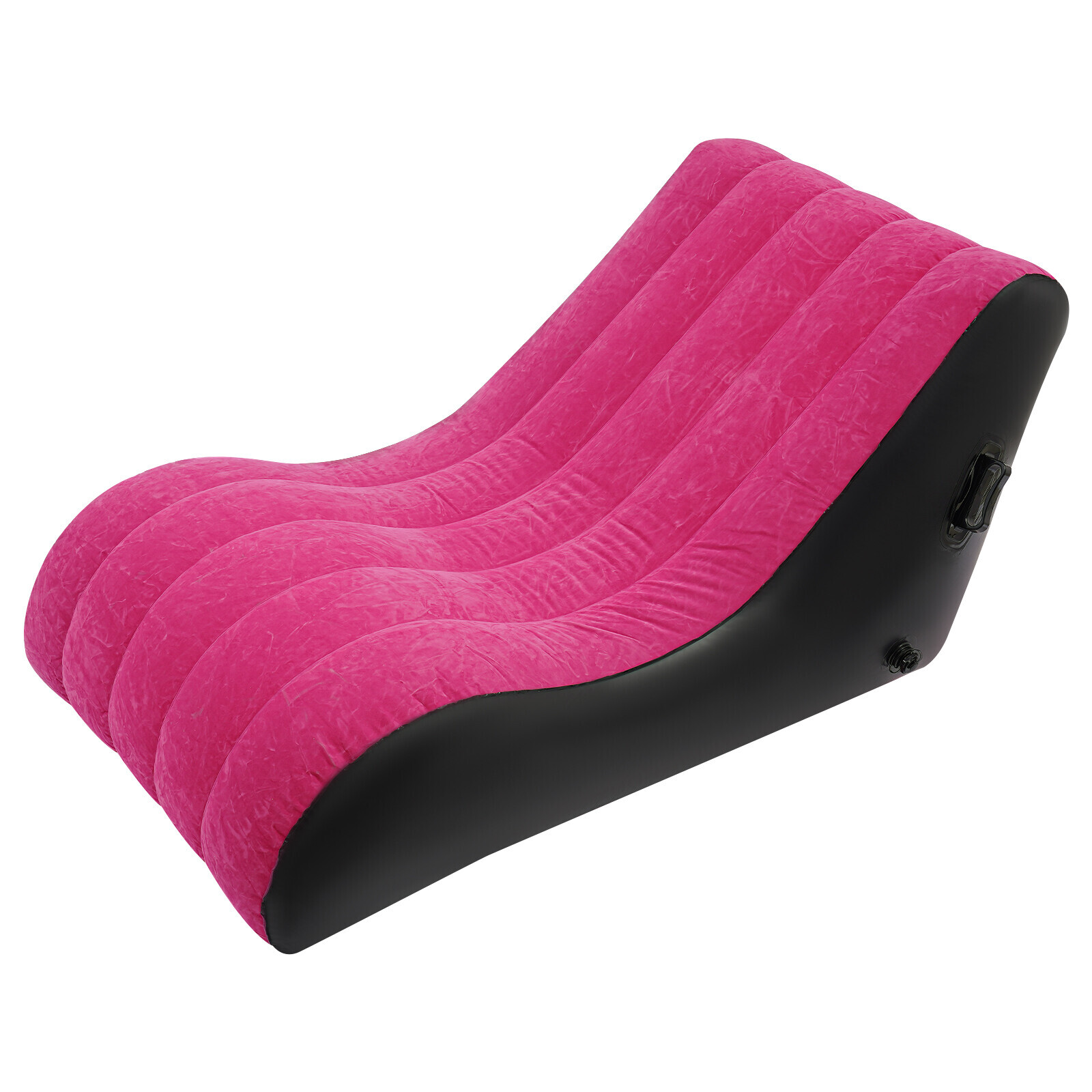 Rose-red PVC Sofa Bed Inflatable Sofa Bed S-shaped Folding Sofa Bed w/Air Pump