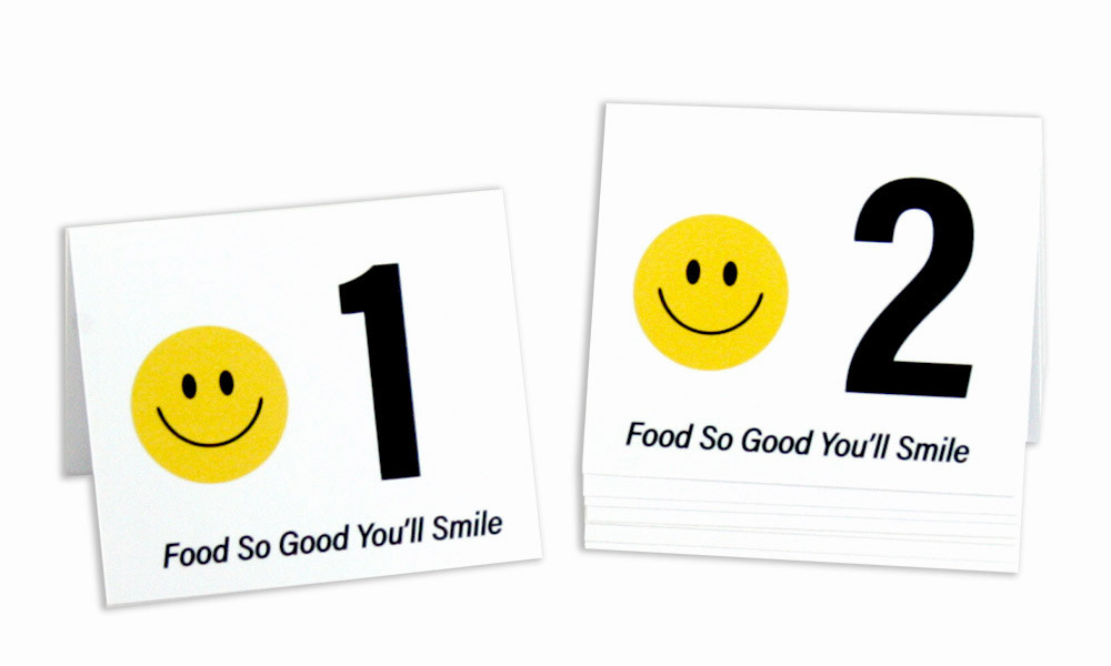 Plastic Table Numbers 1-20, Tent Style, Food So Good You'll Smile, Free Shipping