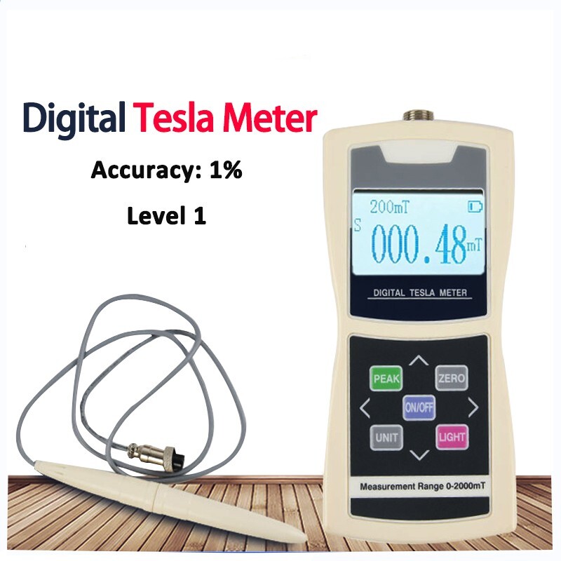 Tesla Meter Gaussmeter Digital Magnetic Field Tester Instrument with Hall