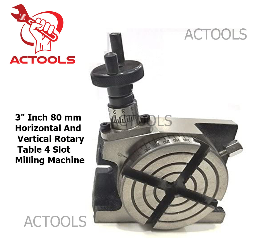 NEW 3" Inch 80mm  Rotary Table Horizontal And Vertical 4 Slot Milling Machine
