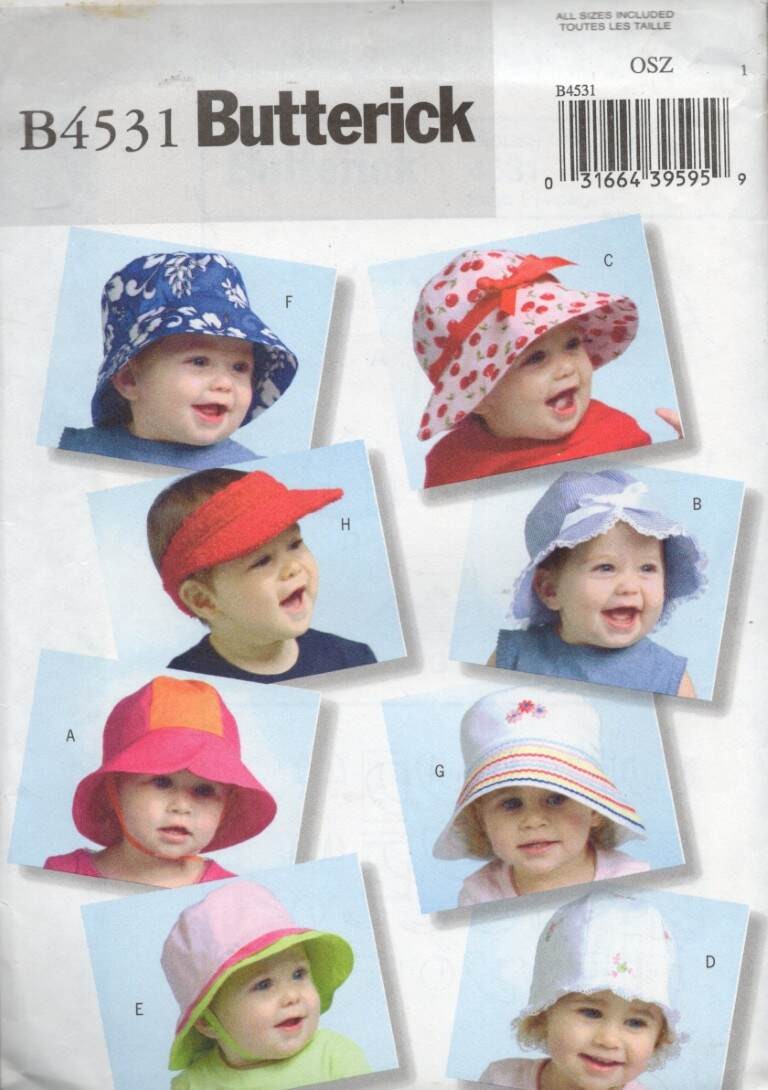 4531 BUTTERICK INFANTS' HATS SZ S-XL 8 DESIGNS