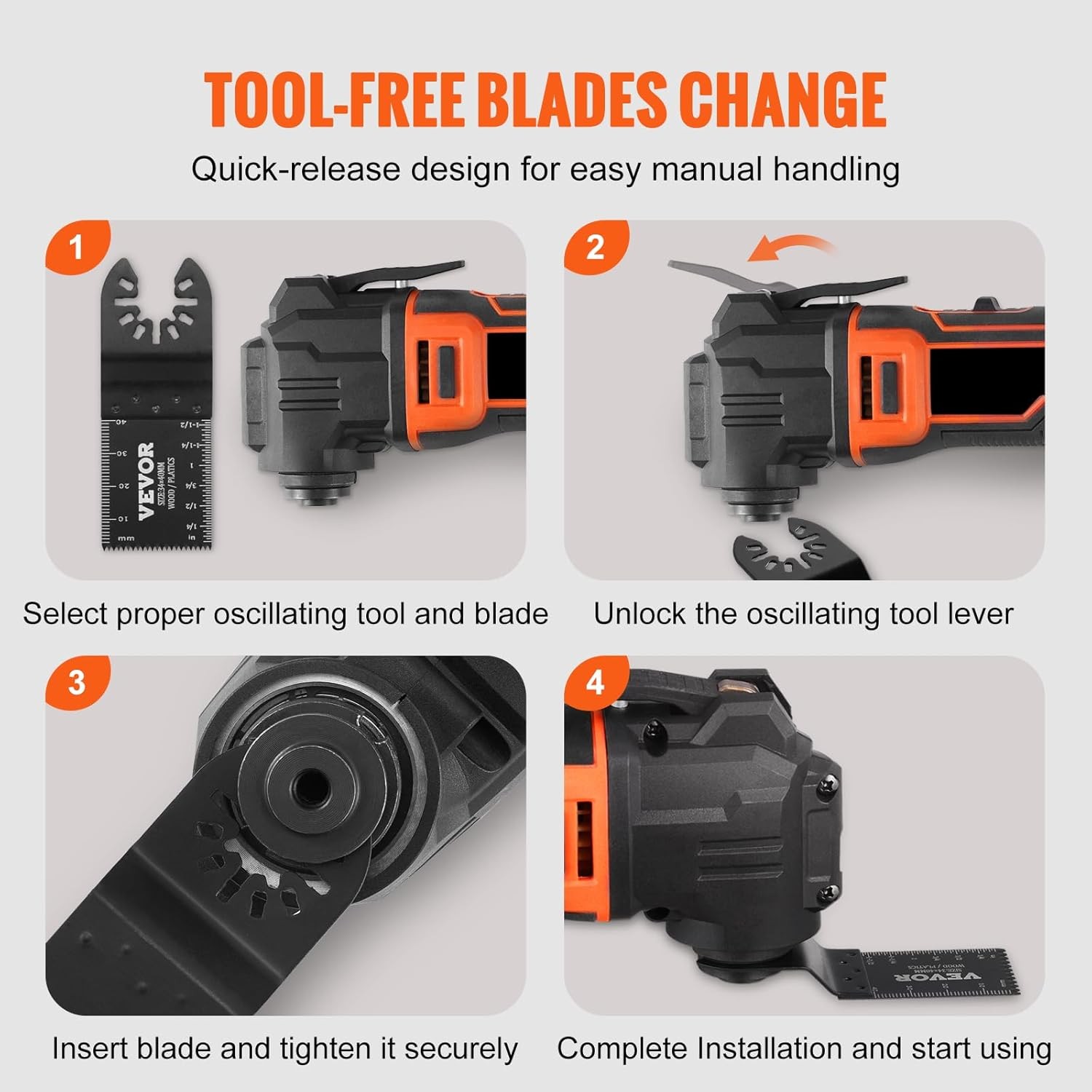 VEVOR 50PCS Oscillating Saw Blades, Universal Quick Release Black