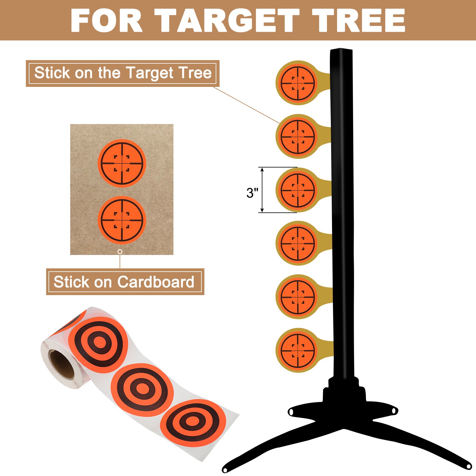 1 Roll Circle Splatter Target Stickers 3", Orange/Black Style 2