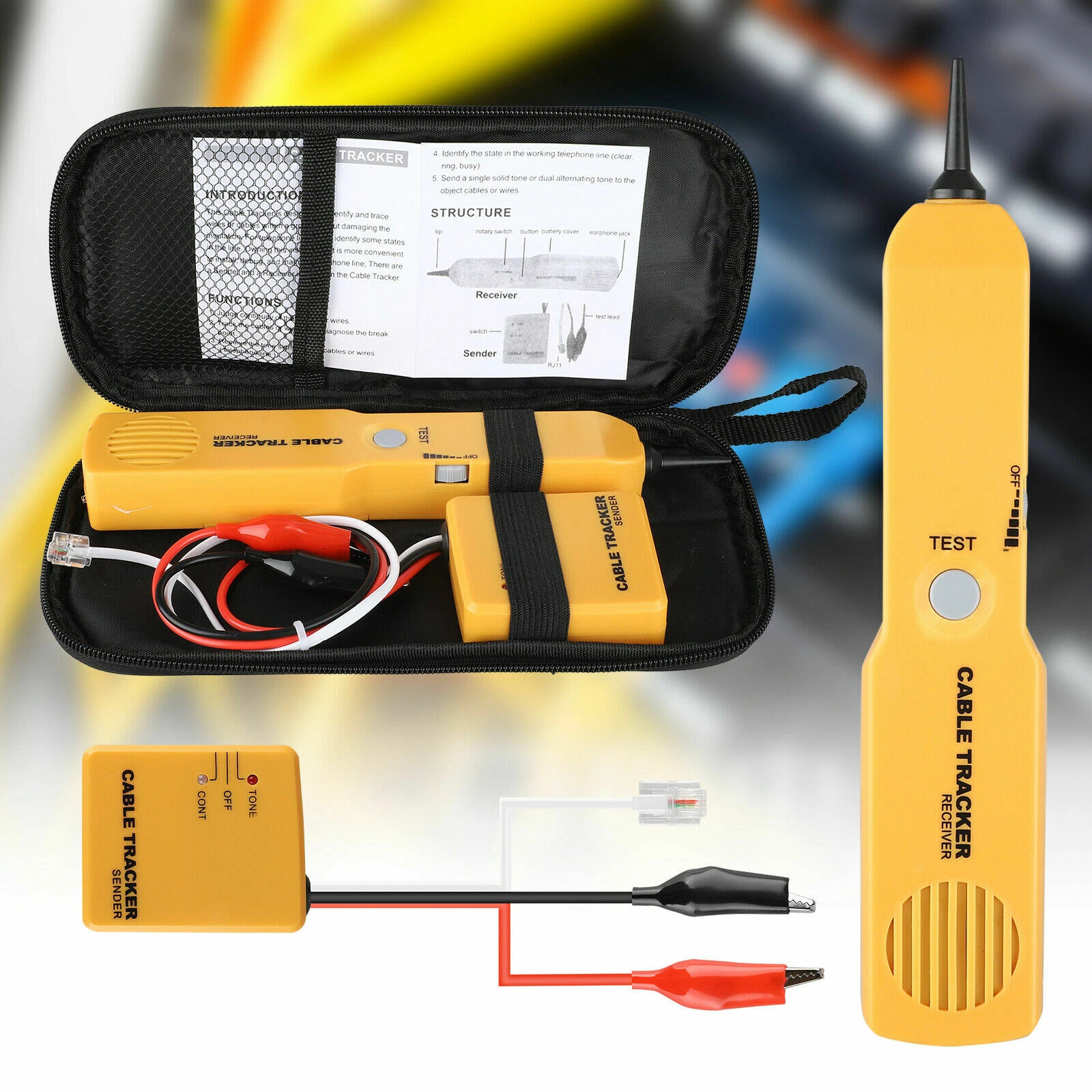 Classic RJ11 Line Finder Cable Wire Tone Generator Probe Tracer Tracker Tester