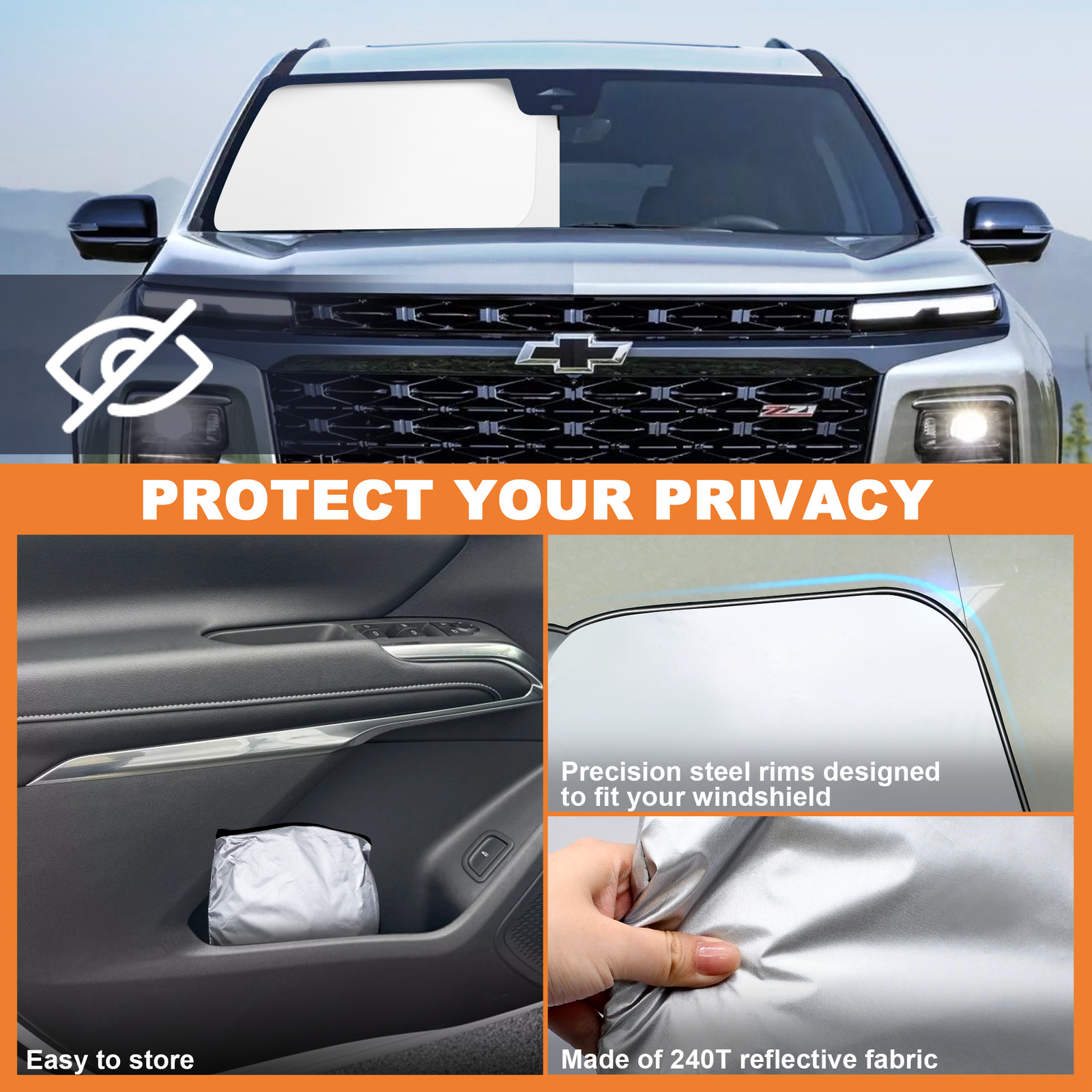 For Chevy Traverse 2018-2025 Windshield Sun Shade UV Rays Block Foldable Visor