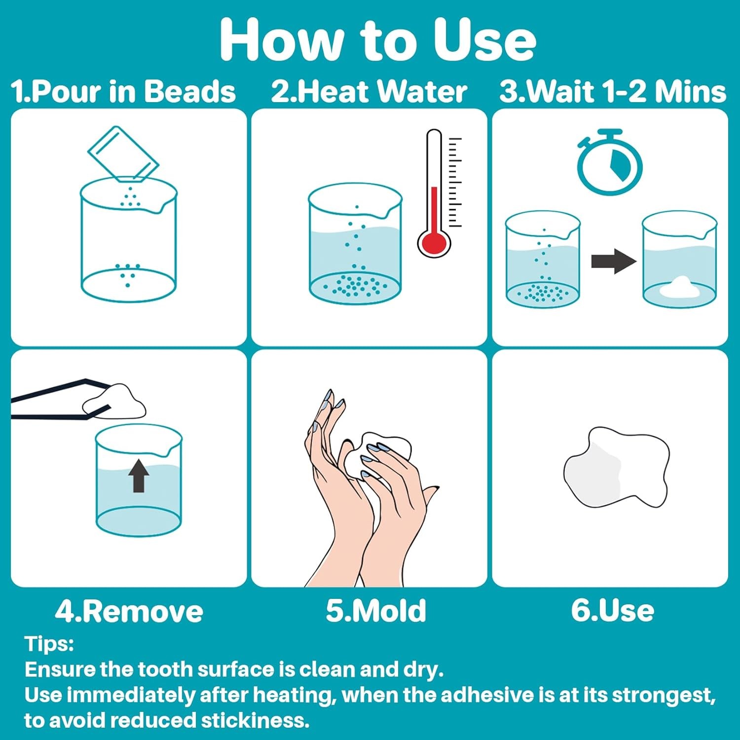10.9Oz Moldable False Teeth Beads - Tooth Repair Kit,Repair Thermoplastic Beads,