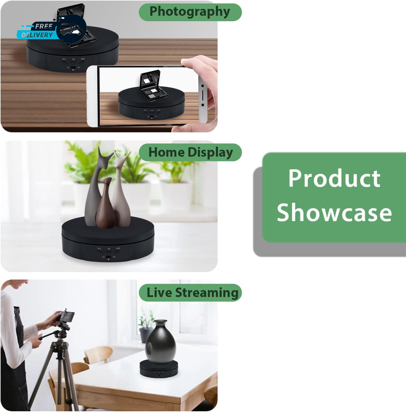 Motorized Rotating Display Stand,5.7Inch 360 Degree Electric Rotating