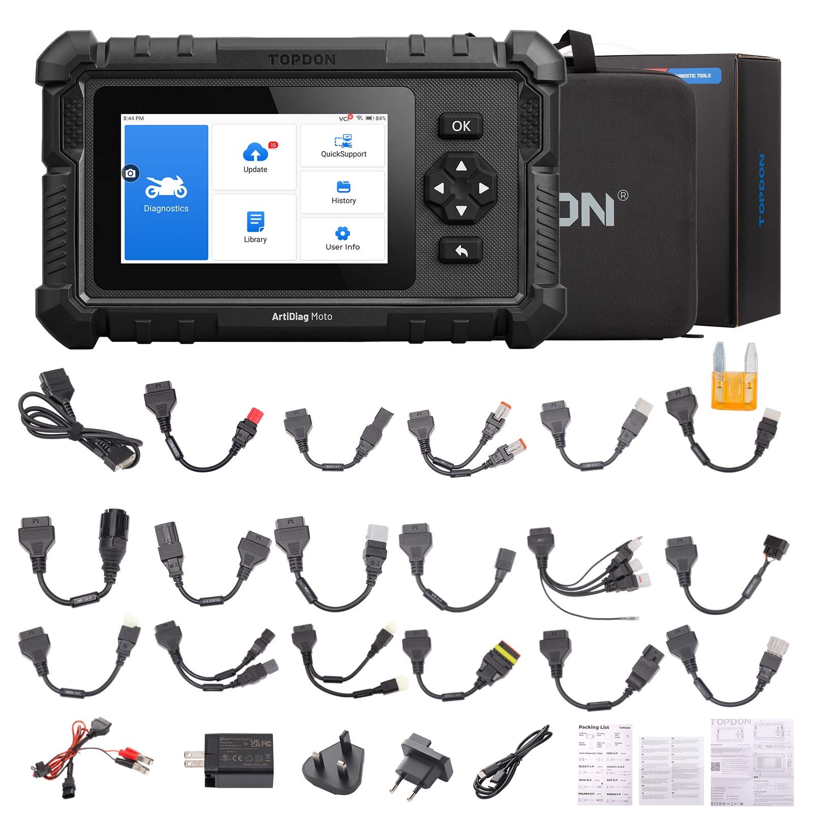 TOPDON ArtiDiag Moto Motorcycle Diagnostic Tool Full System Diagnostics, Reset