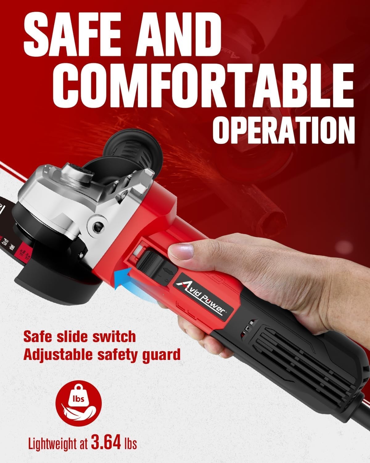 Angle Grinder, 7.5-Amp 4-1/2 inch Electric Grinder Power Tools with Grinding ...