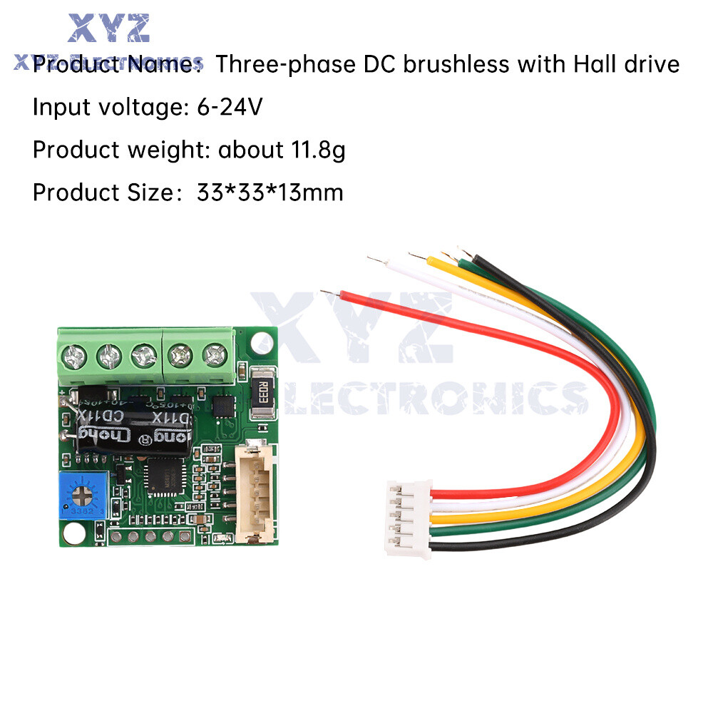 DC6-24V 100W BLDC 3-phase DC Brushless Hall Motor Drive Motor Speed Controller