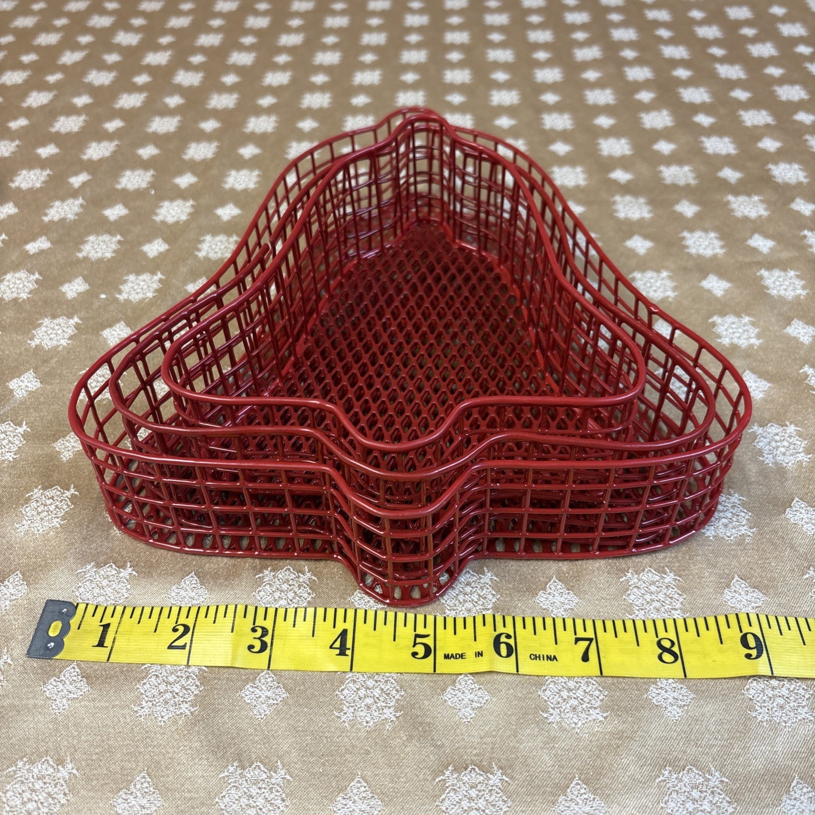 Three Red Christmas Bell-Shaped Nesting Baskets - Never Used!