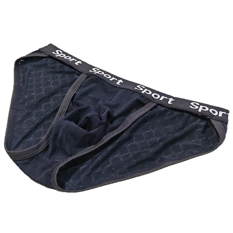 Men's Fashion Viscose Jacquard Underwear Nylon Lace High Cut Low Rise Briefs