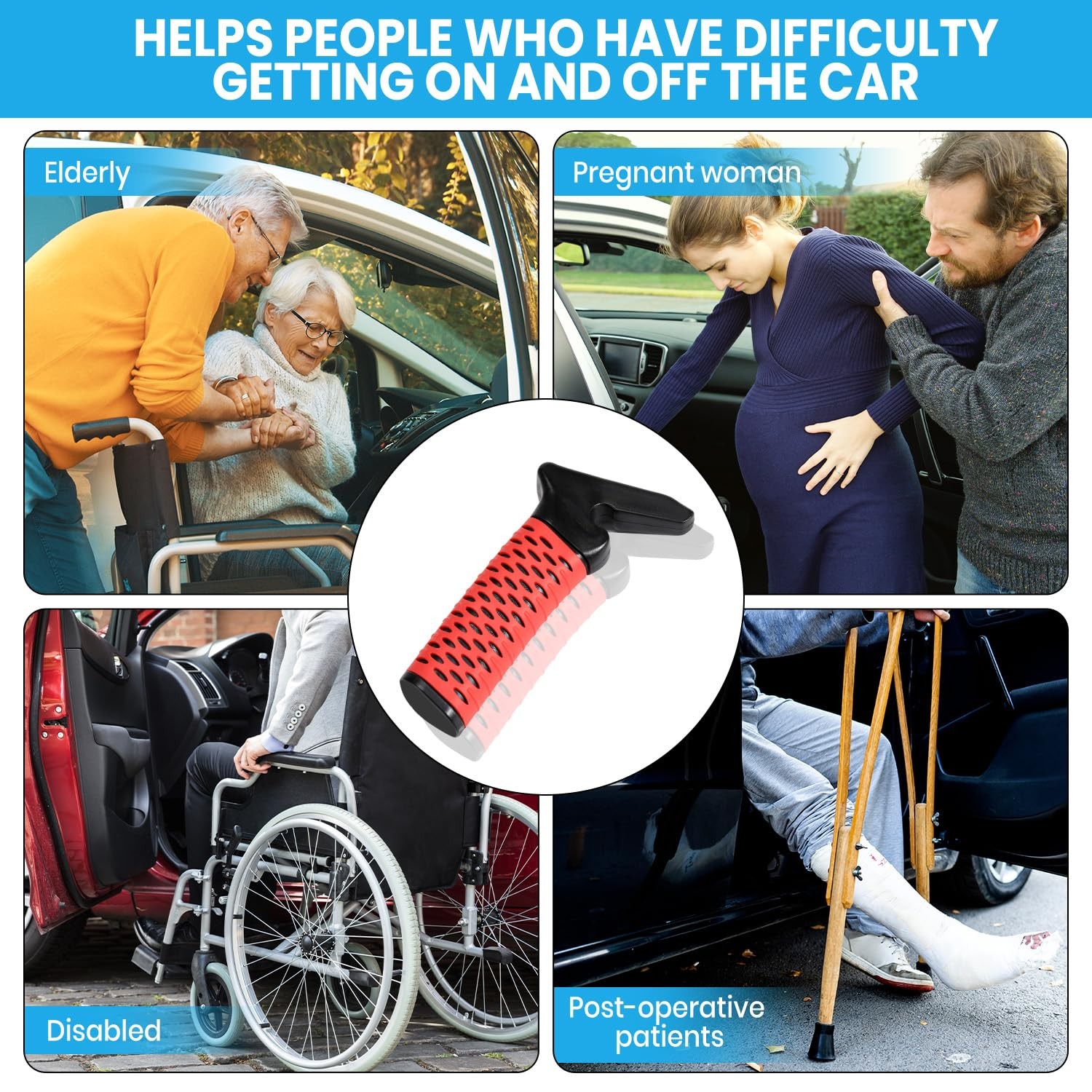 CAidRE Car Door Handle for Elderly, Assist 2 Pack, Multicolor