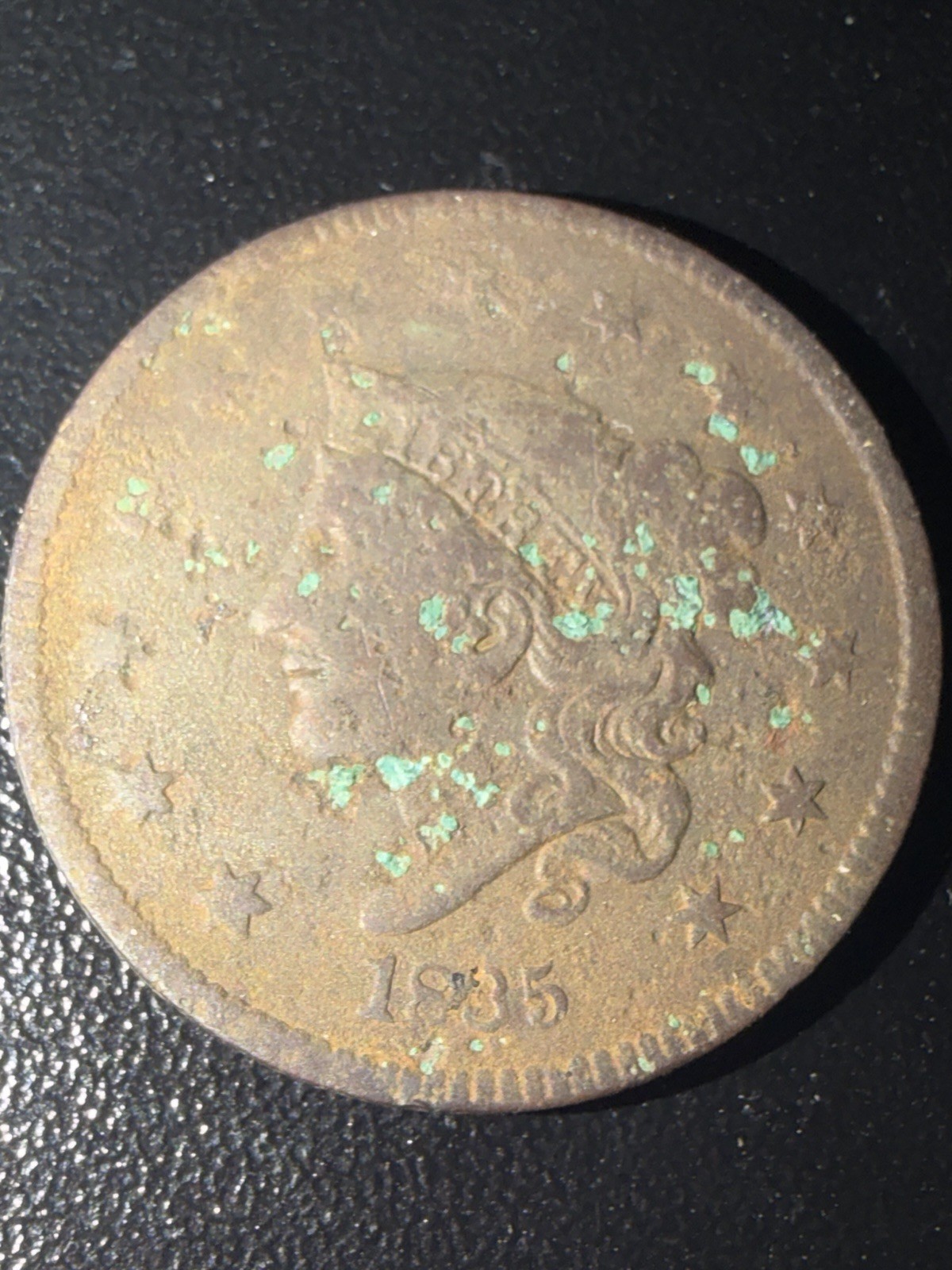 1835 Large Date & Large Stars Large Cent G Porous