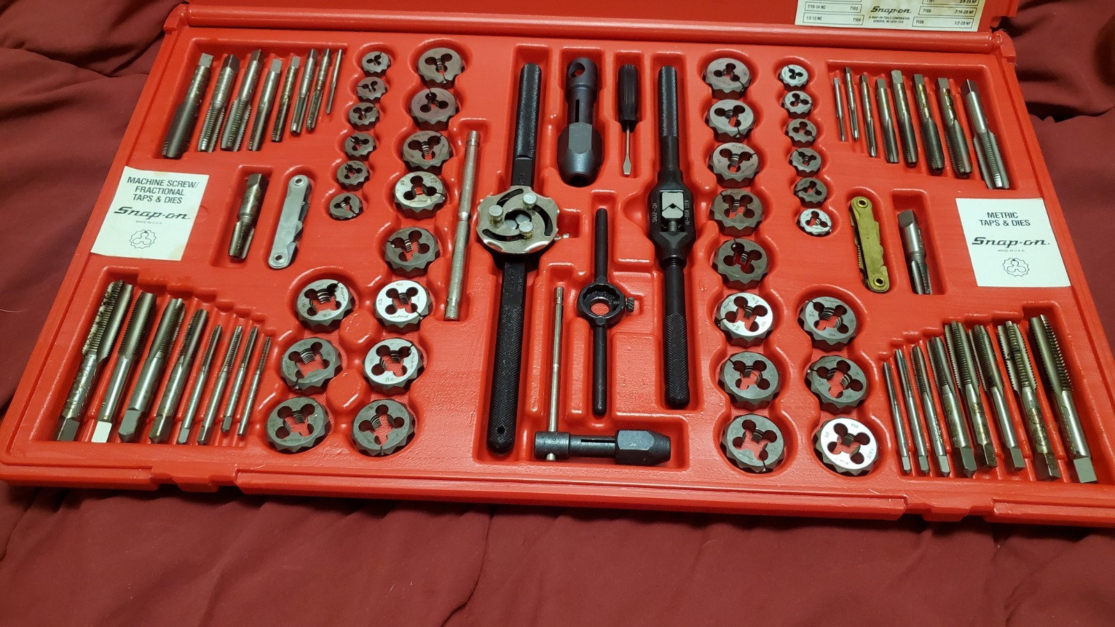 Snap On Tools Tap & Die Set # Tdtdm500 76 Piece Set complete No Missing Parts