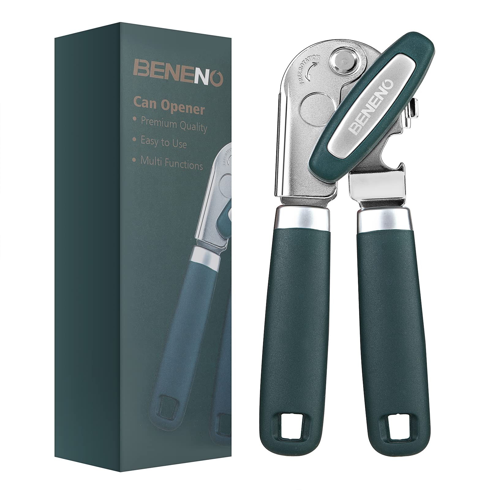Heavy Duty Hand Can Opener Manual with Magnet, Durable Sharp Carbon Steel Bla...