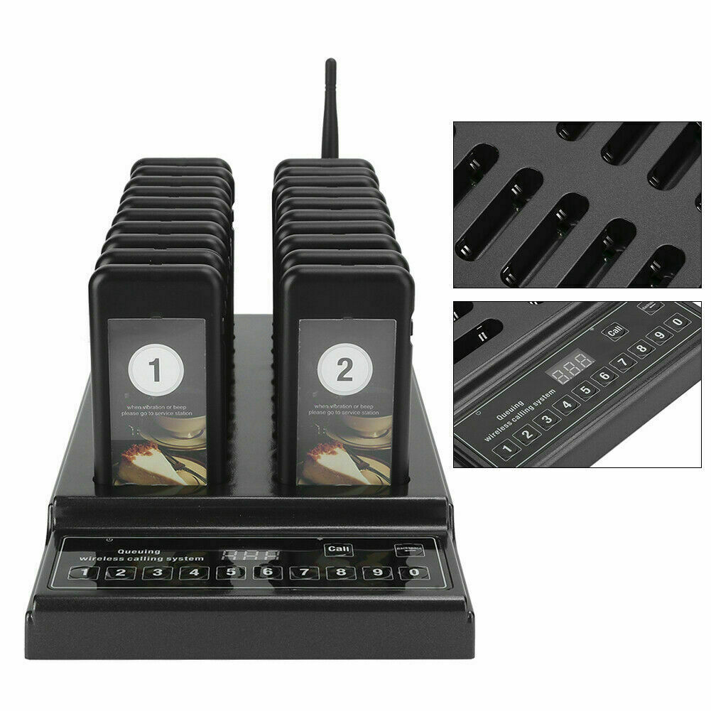 Wireless Restaurant Coaster Pager Guest Paging Queuing Calling System 20 Pagers