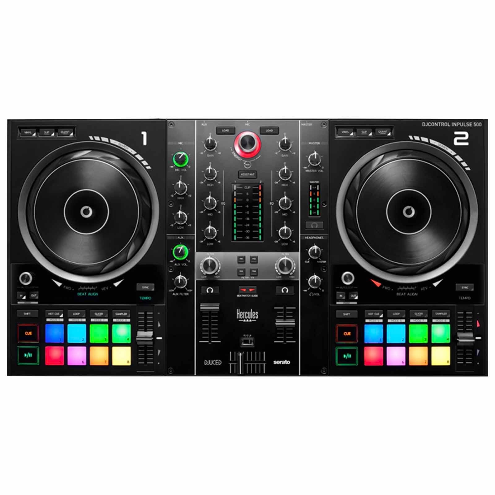 Hercules DJControl Inpulse 500 Controller with (2) AS-2112BT Speakers