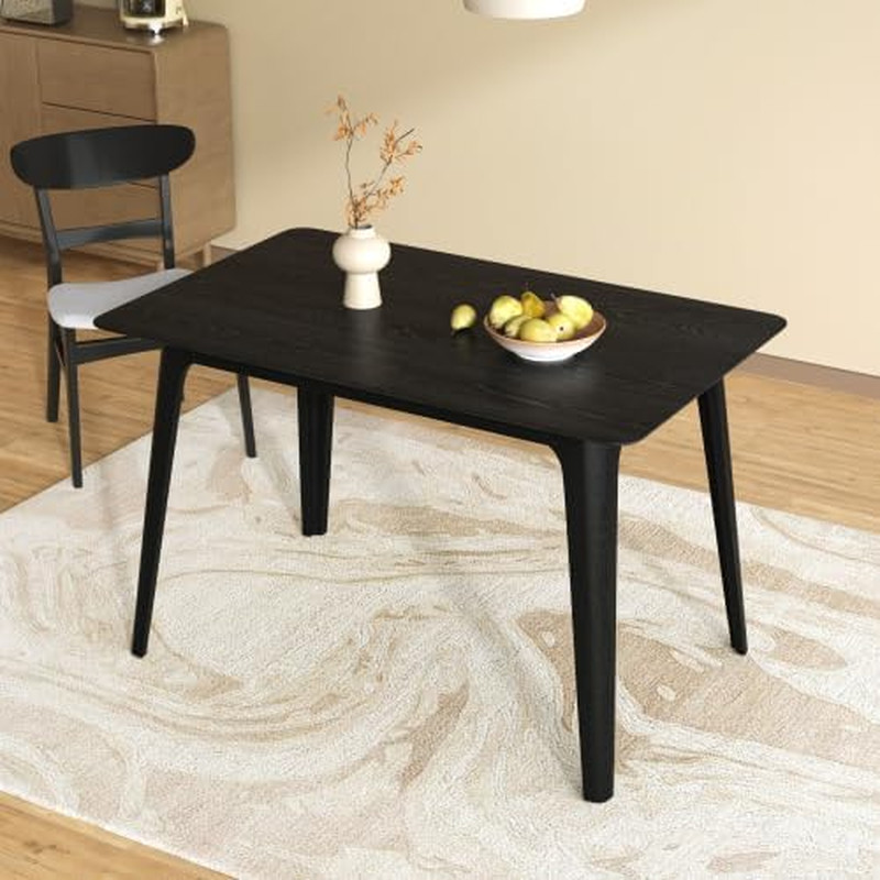 Bengi Mid - Century Modern Dining Table for 4 People, Rubberwood Kitchen Table w