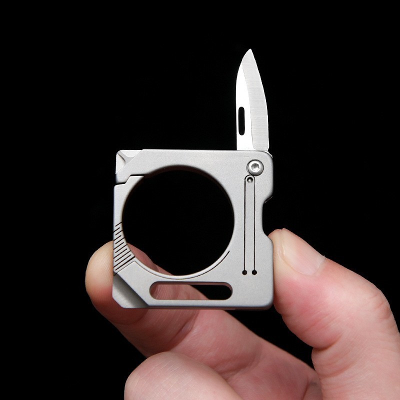 Titanium Alloy Keychain Carabiner Cutter Knife Outdoor Travel Camping Tool USA