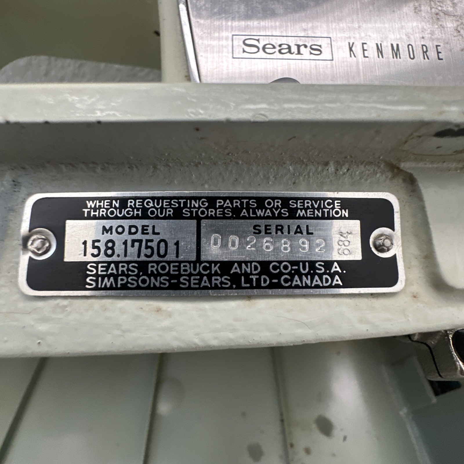 Sears Kenmore Sewing Machine Model 158 W/Pedal & Case (For Parts Or Not Working)