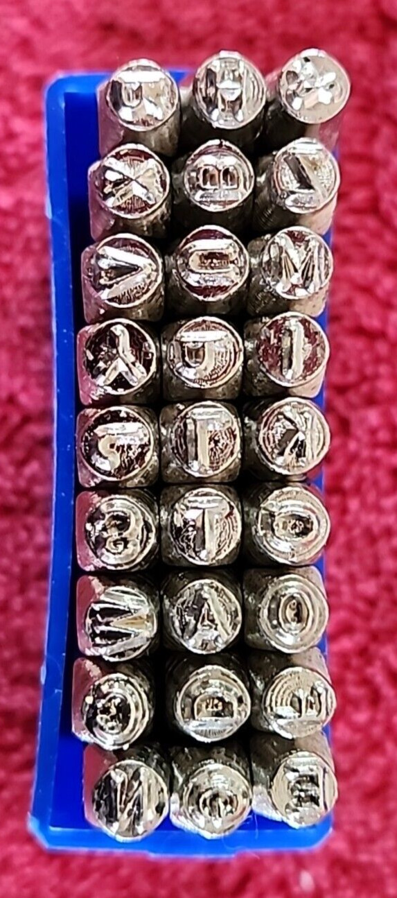 3mm Metal Marking Uppercase Stamps Hand Punches 1/8" Alphabet & Number 36pc Set