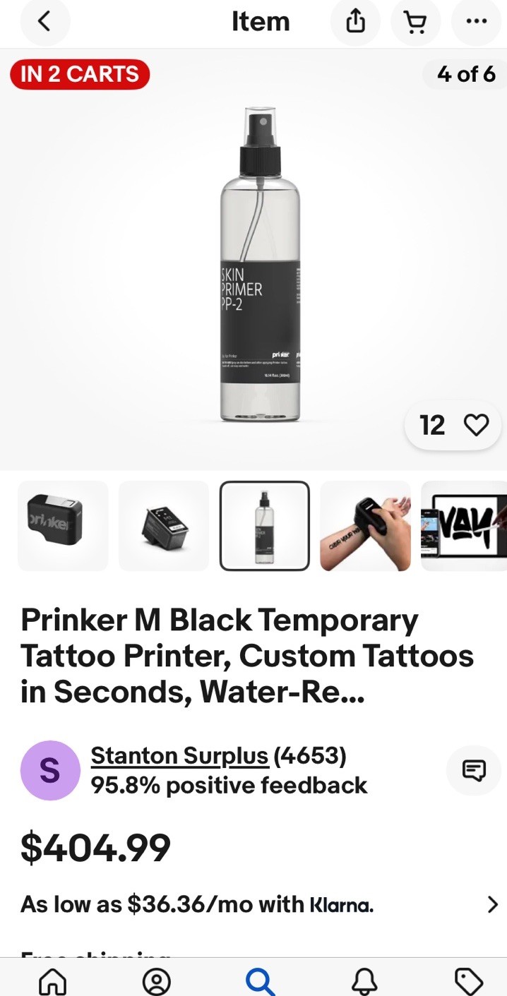 New Prinker M Black 3-D Custom Temporary Tattoo Device Printer Sealed Box