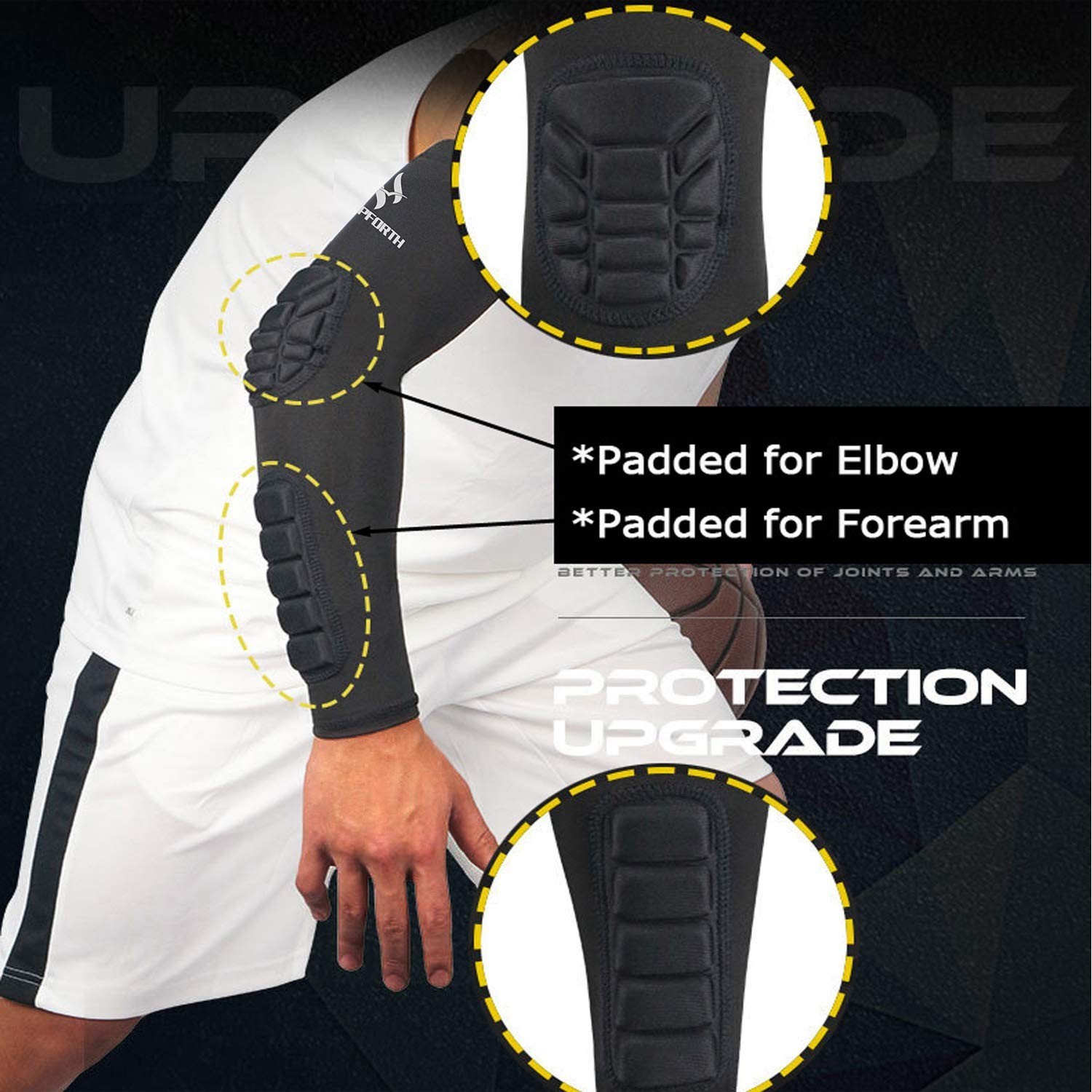 2PCS Padded Elbow Forearm Sleeves Compression Arm Protective Support Medium
