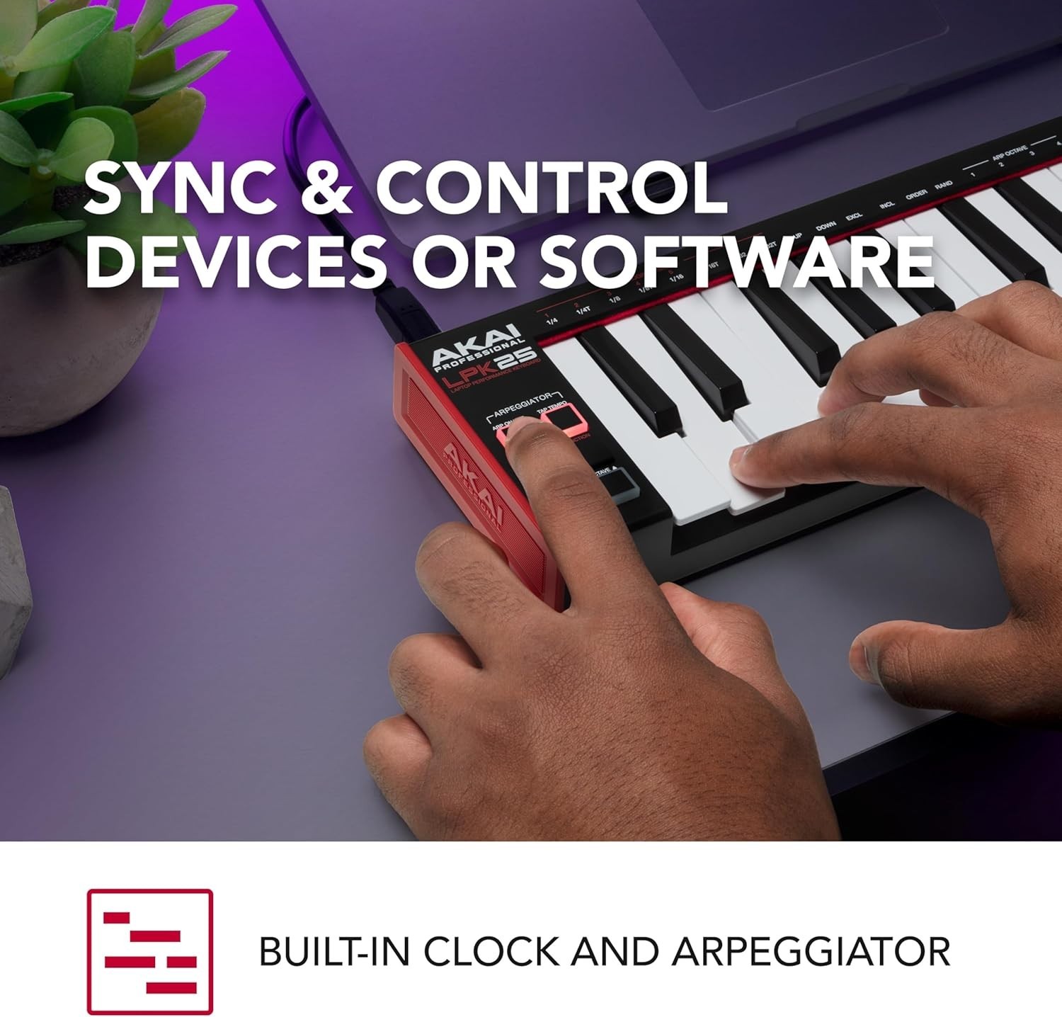 Compact 25-Key USB MIDI Controller with Arpeggiator and Software Compatibility