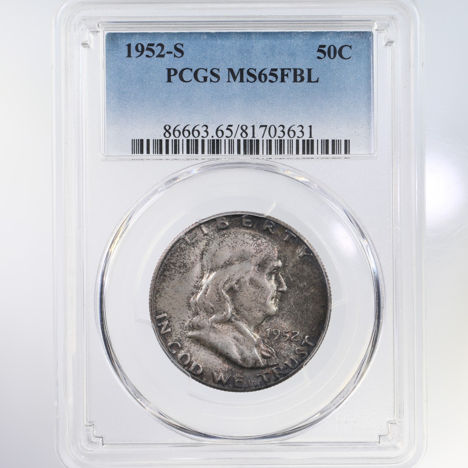 1952-S Franklin 50C PCGS Certified MS65FBL