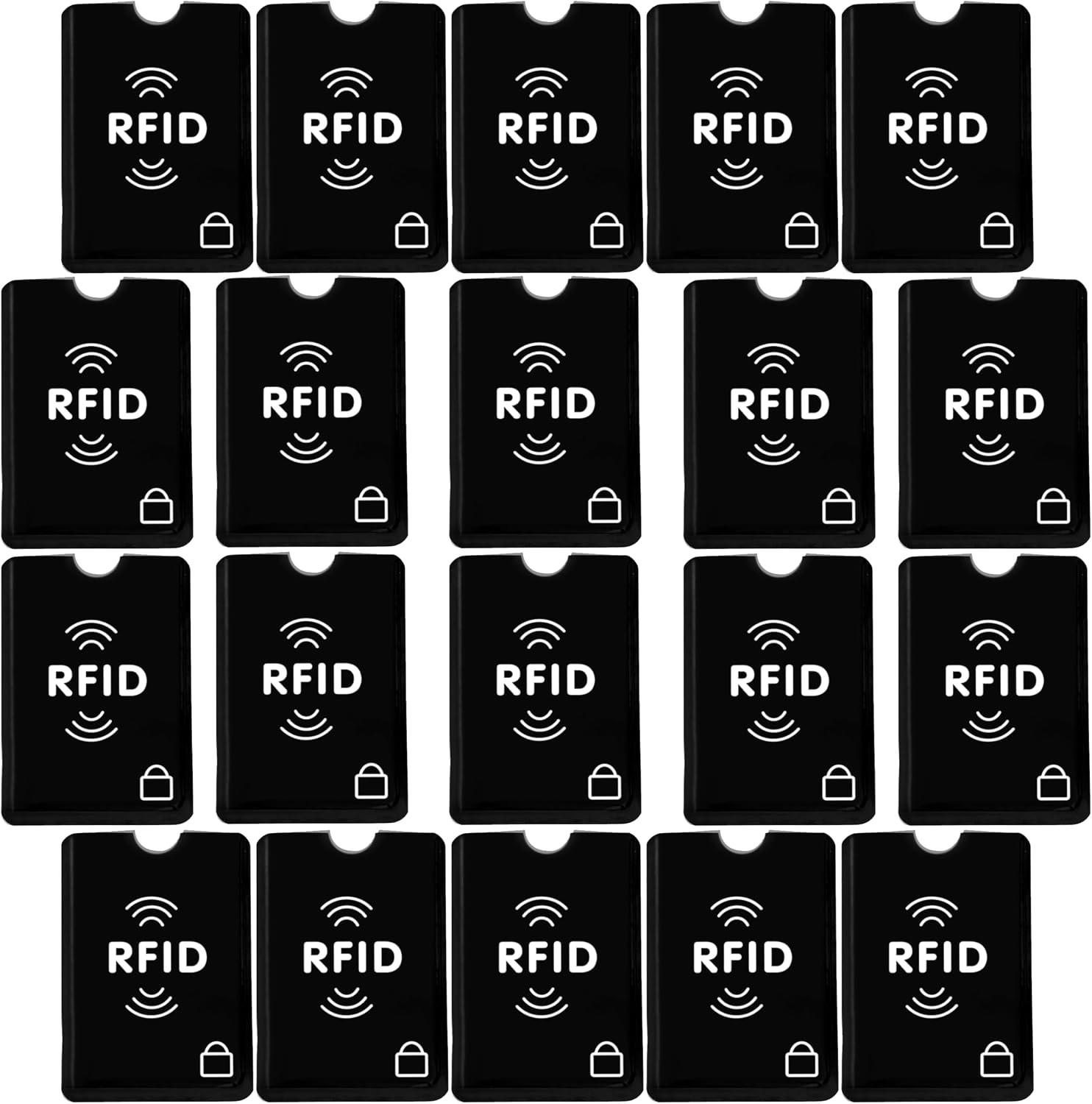 Saitech IT 20 Pack RFID Blocking Sleeves for Debit and Credit Cards, Black | Dur