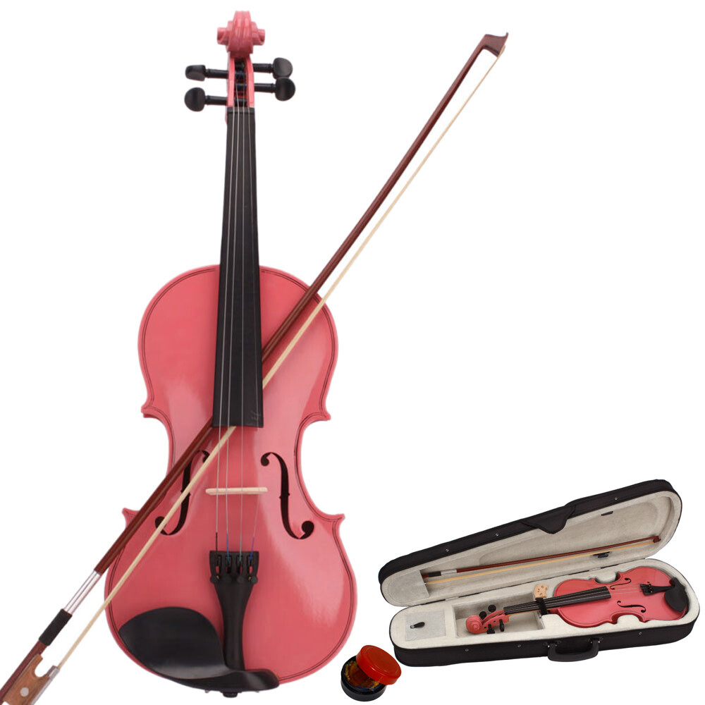 4/4 Full Size Acoustic Violin with Case Bow Rosin Pink Gift NEW US Stock