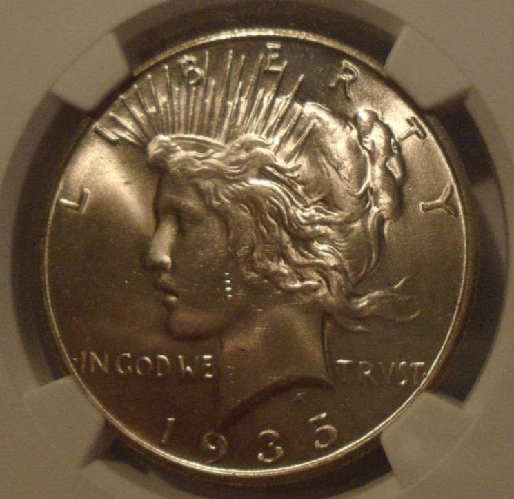 1935 S PEACE DOLLAR NGC MS 62 !! 99% WHITE !!