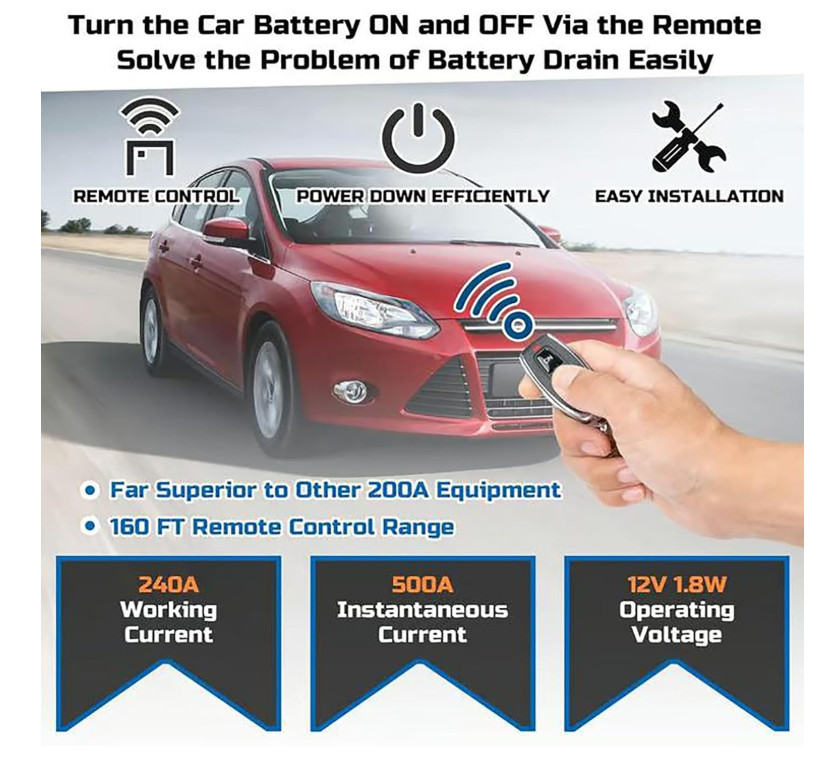 Battery Disconnect Switch, Remote Control Battery Kill Switch Car Anti Theft New
