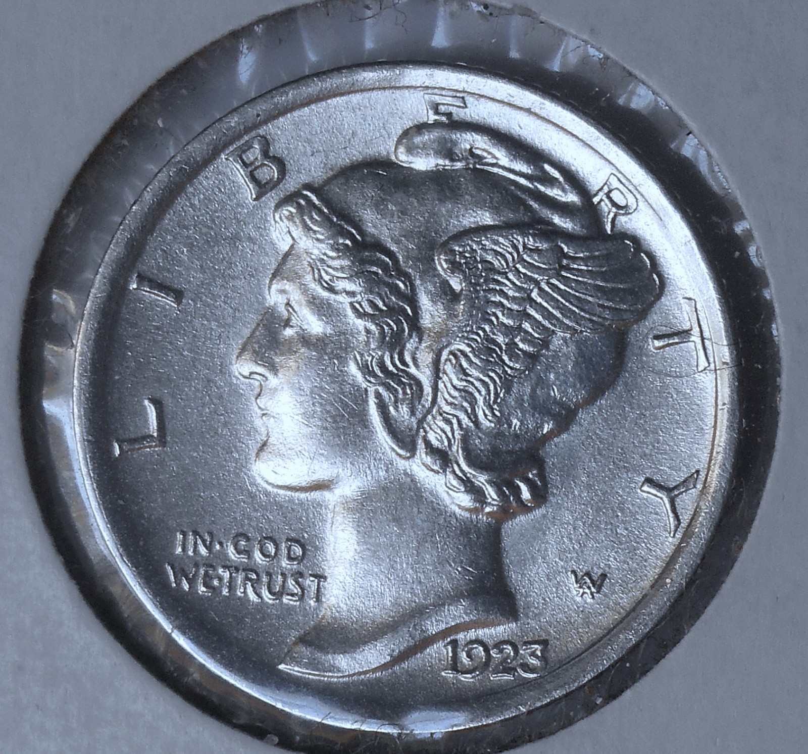 1923. Mercury Dime . Choice BU . Nearly Full Bands