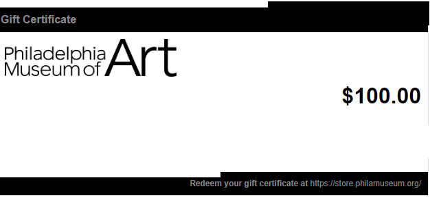 Philadelphia Museum of Art Gift Certificate $100 Value – New / Unused