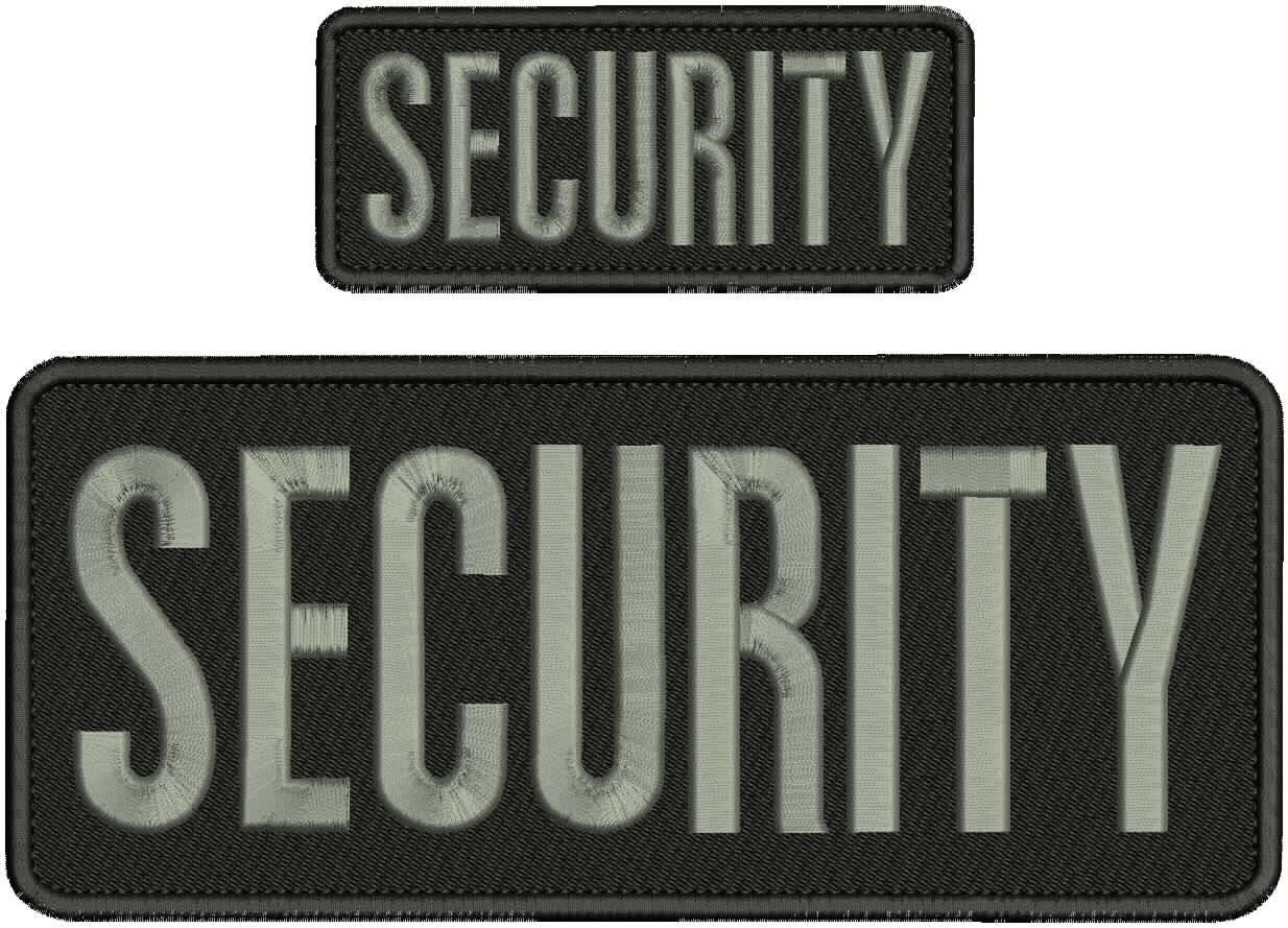 Collectible 2 Embroidery Patch ''Security'' 4x10 and 2x5 Gray On Black