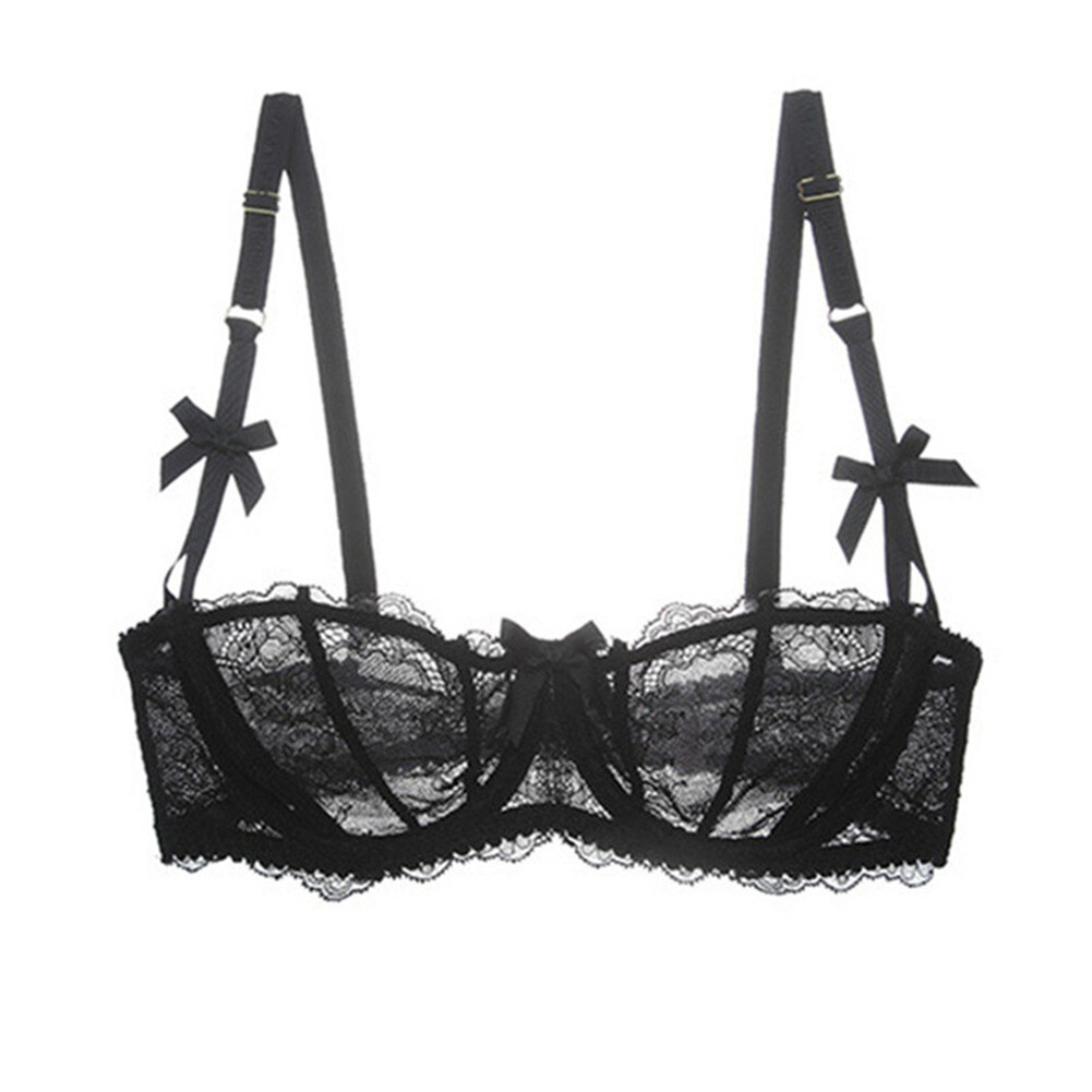 1/2 CUP Women Bras Unpadded Lace Brassiere Underwire Bra Plunge Sexy Lingerie BH
