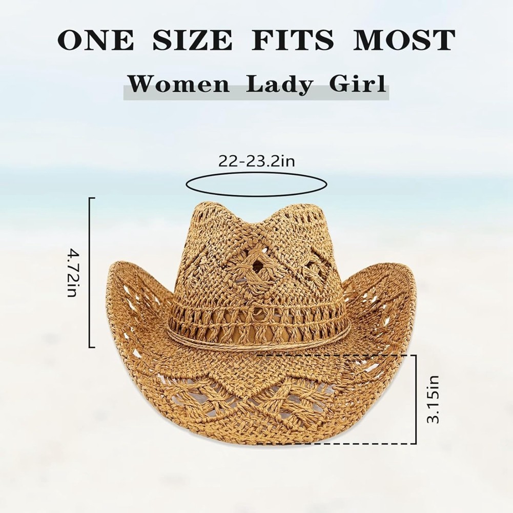 Straw Cowboy Hats for Women Western Cowgirl Hat for Holiday Party Foldable7708