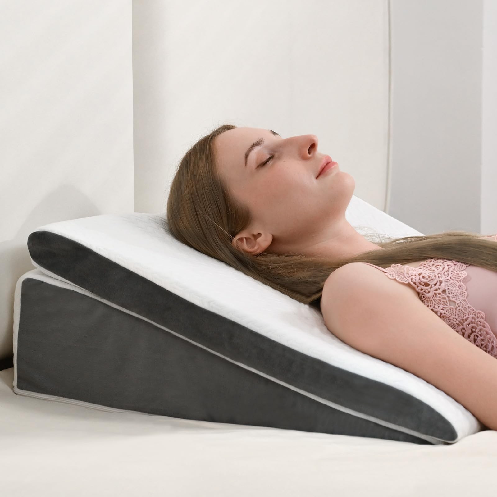 Vekkia 2PCS Wedge Pillow for Sleep Apnea,Wedge Pillow for Acid Reflux,Indepen...