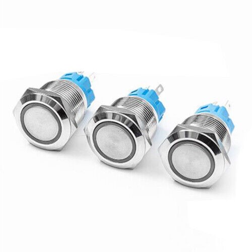 19mm 12V LED ON OFF Latching Push Button Switch Self-Locking Wire Socket Harness