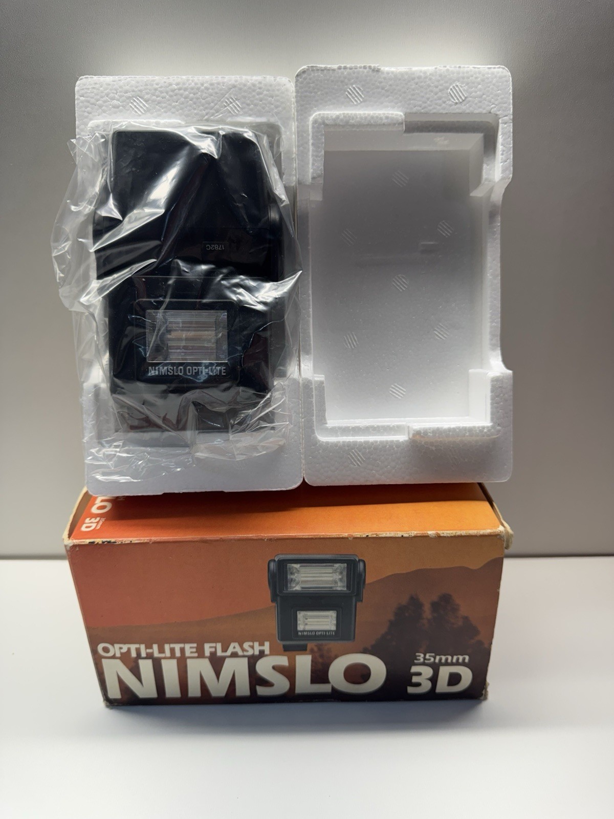 Nimslo 3D Camera Opti-Lite Flash with Original Box Appears Unused