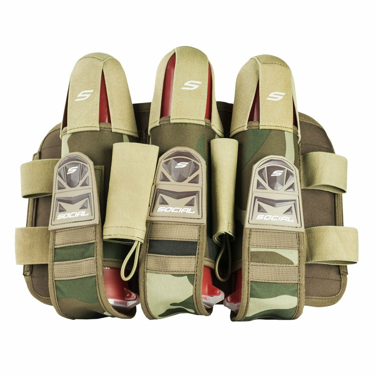 Social Paintball Grit Pack Pod Tournament Harness 3+6 - Coyote Tan Woodland Camo