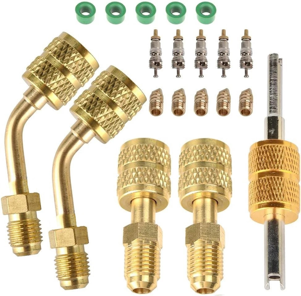 R410A Adapter for Mini Split System, 5/16 Inch SAE Female Quick Couplers to 1/4
