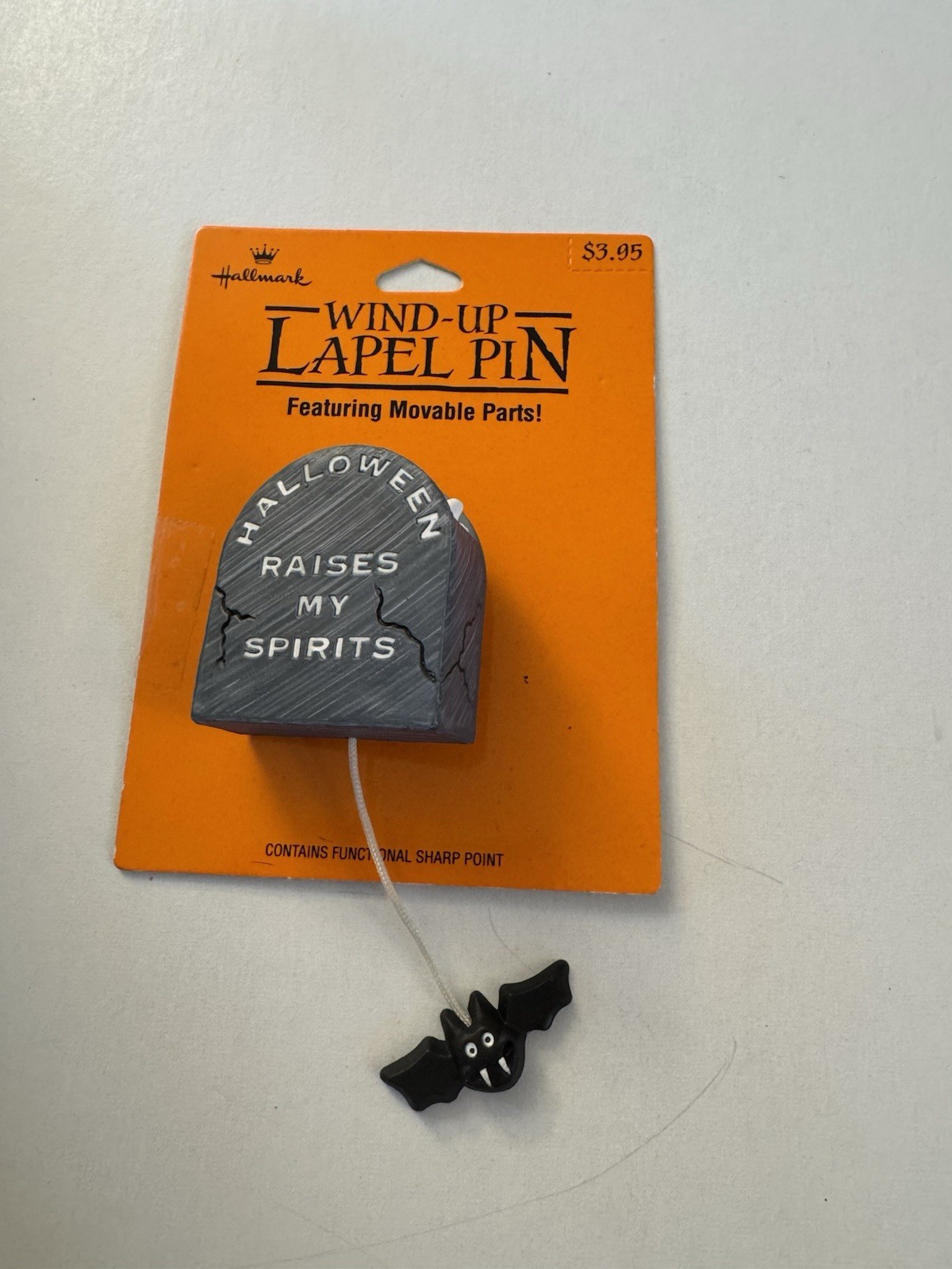 Hallmark Lapel Pin Halloween Gravestone Pull Bat MM8