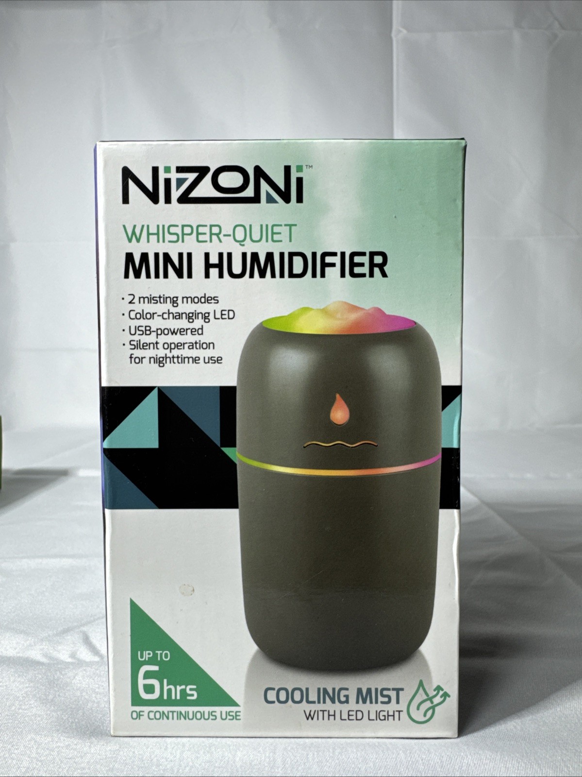 Brand New Portable Nizoni Whisper Quiet Mini Humidifier USB Powered 2 Mist Modes