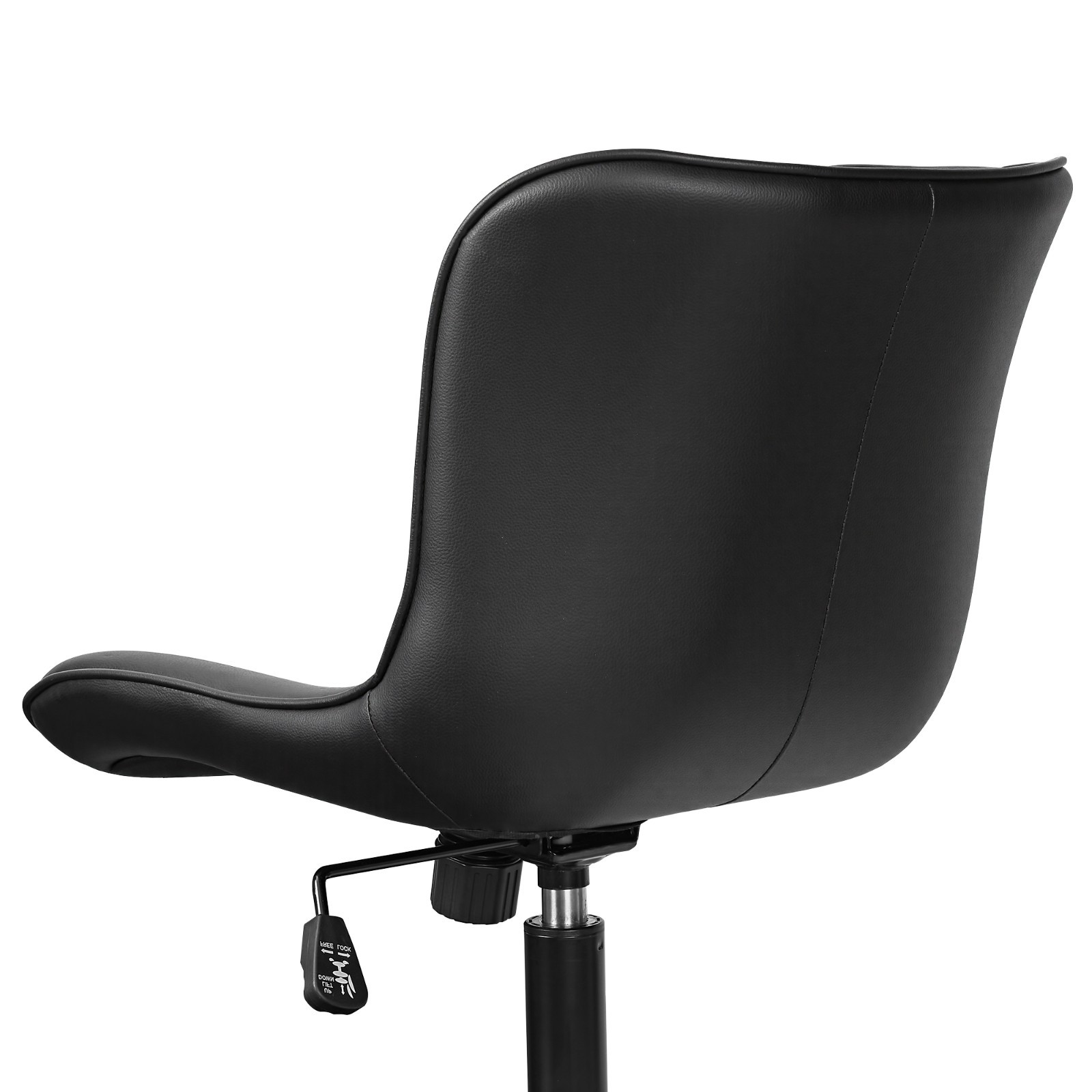 PU Leather Armless Mid Back Adjustable Height Swivel Office Chair Space Saving